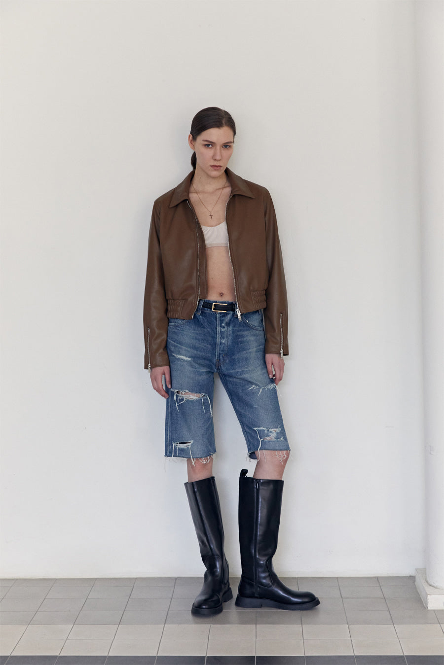 9020 VEGAN LEATHER SINGLE BANDING JACKET – ALAND USA