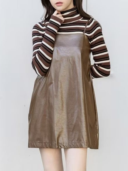 FAKE LEATHER BUSTIER MINI DRESS FAKE LEATHER BUSTIER MINI DRESS / Brown / Free (ONE SIZE) FAKE LEATHER BUSTIER MINI DRESS FAKE LEATHER BUSTIER MINI DRESS / Brown / Free (ONE SIZE)