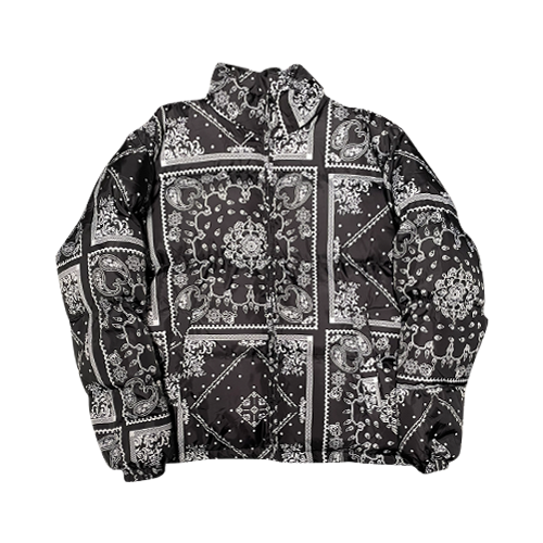 Black bandana bubble coat sales