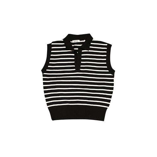 COLLAR V-NECK STRIPE KNIT VEST – ALAND USA