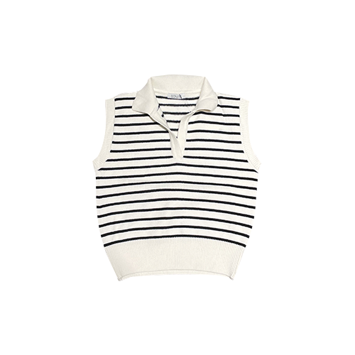 COLLAR V-NECK STRIPE KNIT VEST – ALAND USA