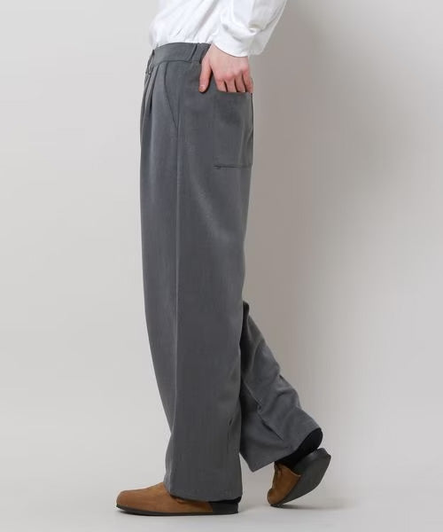 Y's-Black Name]BLACK TWILL 2 TUCK PANTS WITH SIDE STRIP