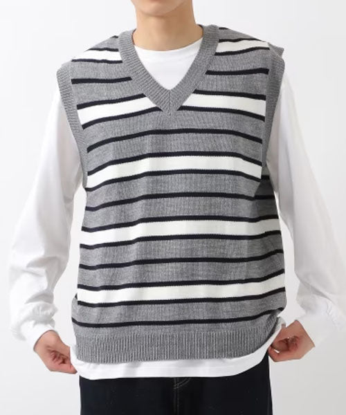 MEN'S STRIPED KNIT VEST – ALAND USA